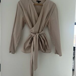 J Crew Wrap Striped Wrap Blouse